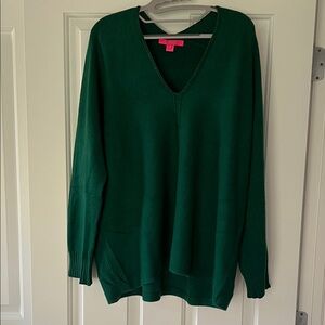 Lilly Pulitzer Deep Green V-Neck Sweater